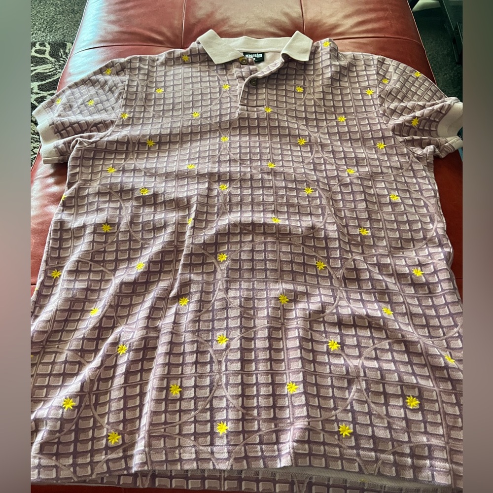 Men's Icecream Purple / pint Polo Shirt with Yellow embroidered Accents size XL